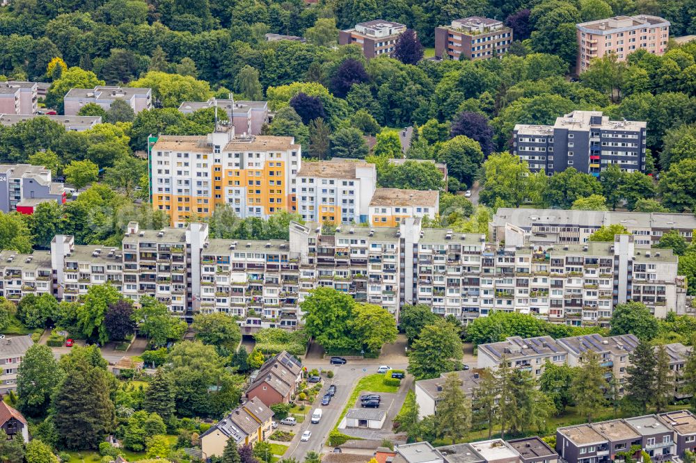 Bochum from above - Student Residence - Building Papageienhaus on street Markstrasse in the district Querenburg in Bochum at Ruhrgebiet in the state North Rhine-Westphalia, Germany