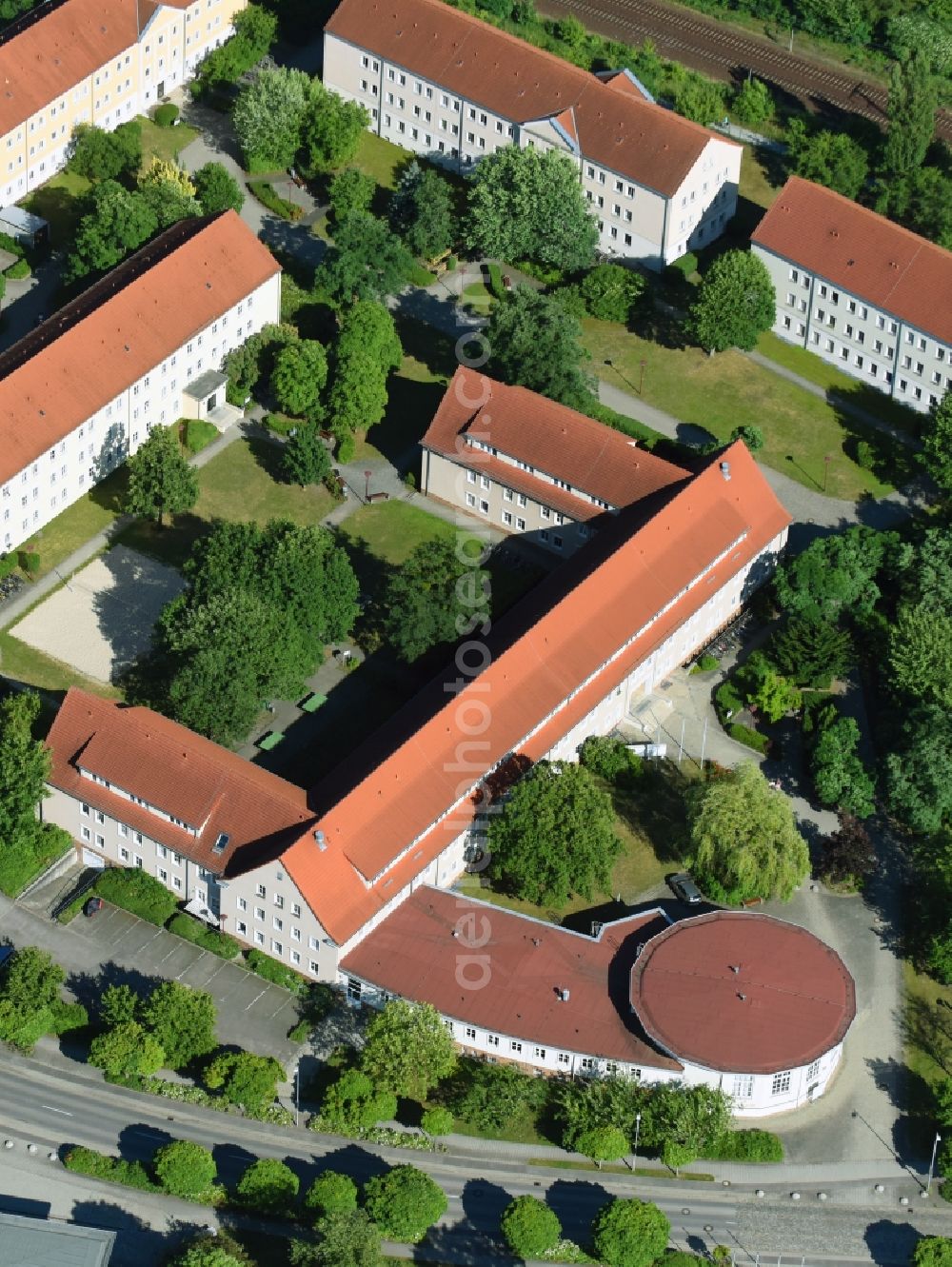 Aerial photograph Senftenberg - Student Residence - Building Studentenwerk - Studentenhaus on Grossenhainer Strasse in Senftenberg in the state Brandenburg, Germany