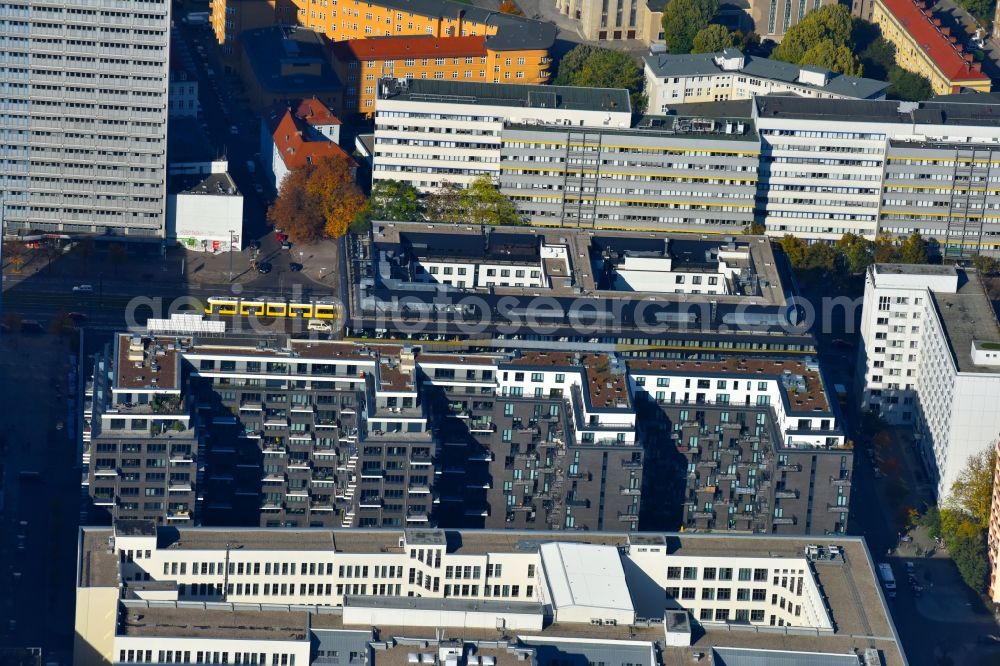 Aerial photograph Berlin - Student Residence - Building Studio B on Alex-Wedding-Strasse in the district Mitte in Berlin, Germany