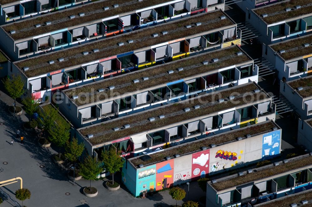 München from the bird's eye view: Student Residence - Building Olympiadorf in the district Milbertshofen-Am Hart in Munich in the state Bavaria, Germany