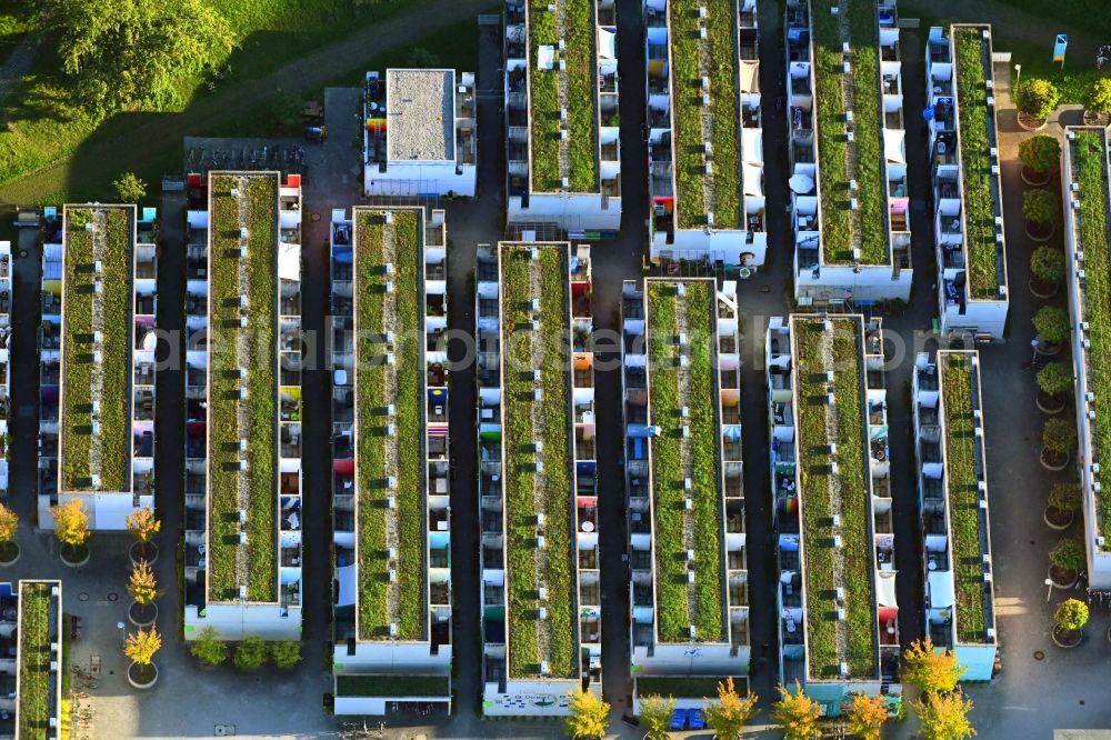 München from the bird's eye view: Student Residence - Building Olympiadorf in the district Milbertshofen-Am Hart in Munich in the state Bavaria, Germany