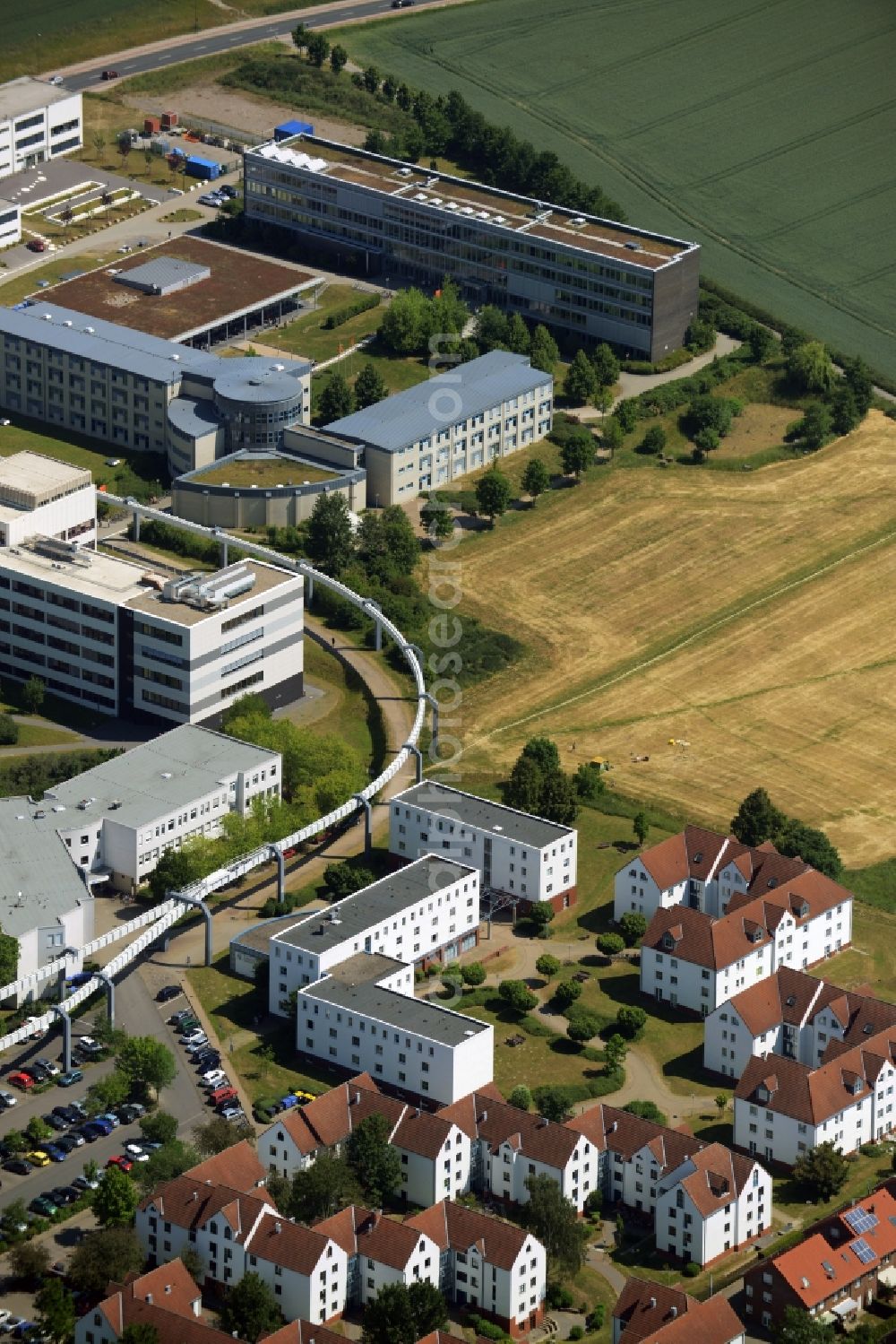 Dortmund from the bird's eye view: Student Village 2 - a row house residential settlement on the campus of the Technical University TU Dortmund in North Rhine-Westphalia