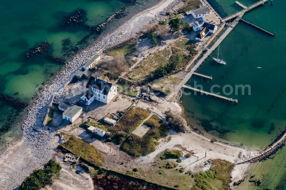 Aerial image Kappeln - Storm damage to the coastal landscape of the Schleimuende pilot island between the Schlei and the Baltic Sea in Hasselberg in the federal state of Schleswig-Holstein, Germany