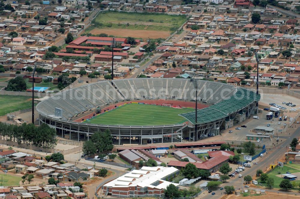 Aerial image Pretoria - Blick auf das Super Stadion in Atteridgeville, einem Trainingsstadion zur Fußball WM 2010. View of the Atteridgeville Super Stadium, is a Multi-use Soccer and Athletics stadium in the Township ofAtteridgeville, Pretoria, Gauteng province.