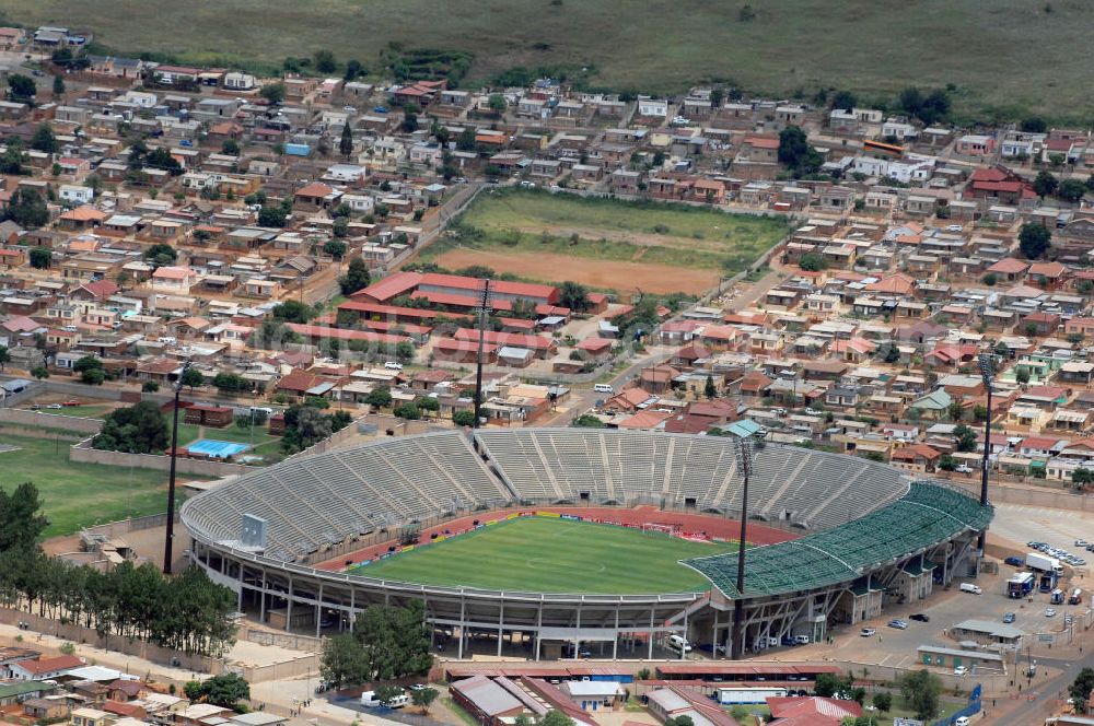 Aerial photograph Pretoria - Blick auf das Super Stadion in Atteridgeville, einem Trainingsstadion zur Fußball WM 2010. View of the Atteridgeville Super Stadium, is a Multi-use Soccer and Athletics stadium in the Township ofAtteridgeville, Pretoria, Gauteng province.