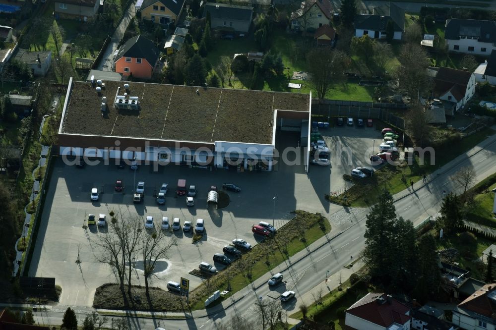 Panketal from above - Store of the Supermarket Edeka Busse in Panketal in the state Brandenburg