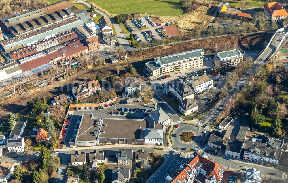 Aerial image Witten - Store of the Supermarket EDEKA Gruetter on Wittener Strasse in Witten in the state North Rhine-Westphalia, Germany