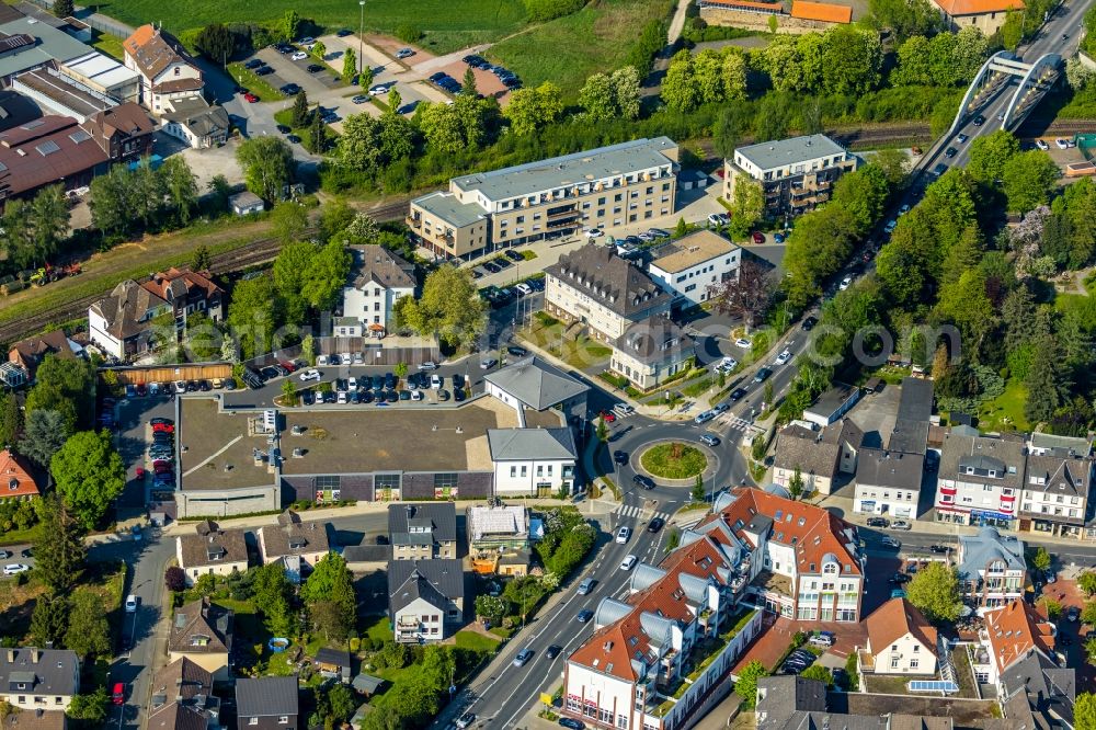 Witten from the bird's eye view: Store of the Supermarket EDEKA Gruetter on Wittener Strasse in Witten in the state North Rhine-Westphalia, Germany