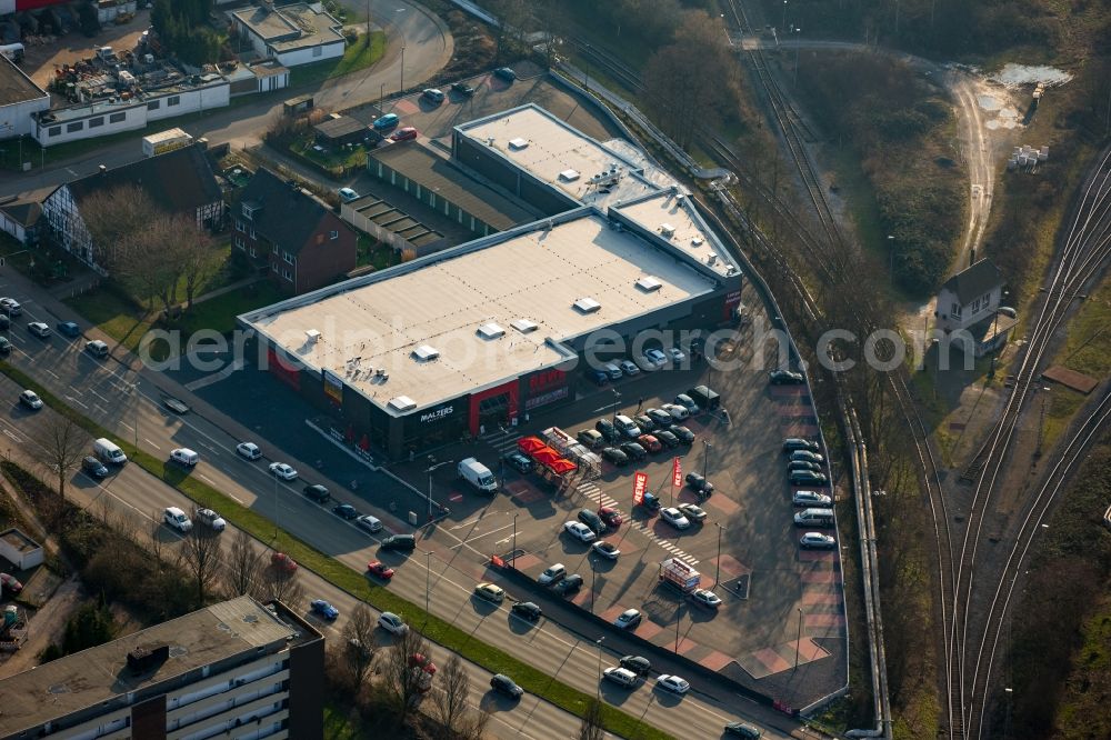 Aerial photograph Herne - Store of the Supermarket Rewe on Dorstener Strasse in the Wanne-Eickel part of Herne in the state of North Rhine-Westphalia