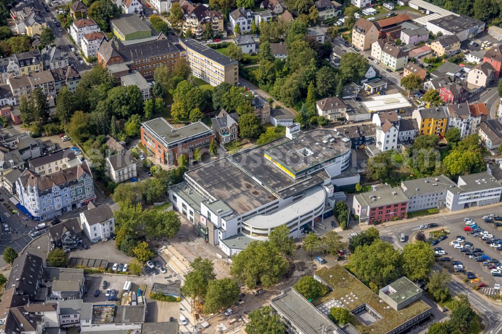 Gevelsberg from above - Store of the Supermarket Kaufland on street Grosser Markt in Gevelsberg in the state North Rhine-Westphalia, Germany