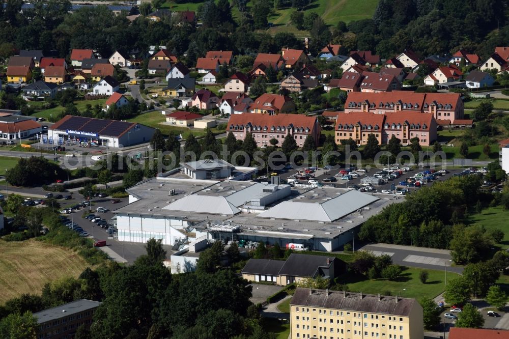 Kamenz from above - Store of the Supermarket Kaufland in the Willy-Muhle-Strasse in Kamenz in the state Saxony