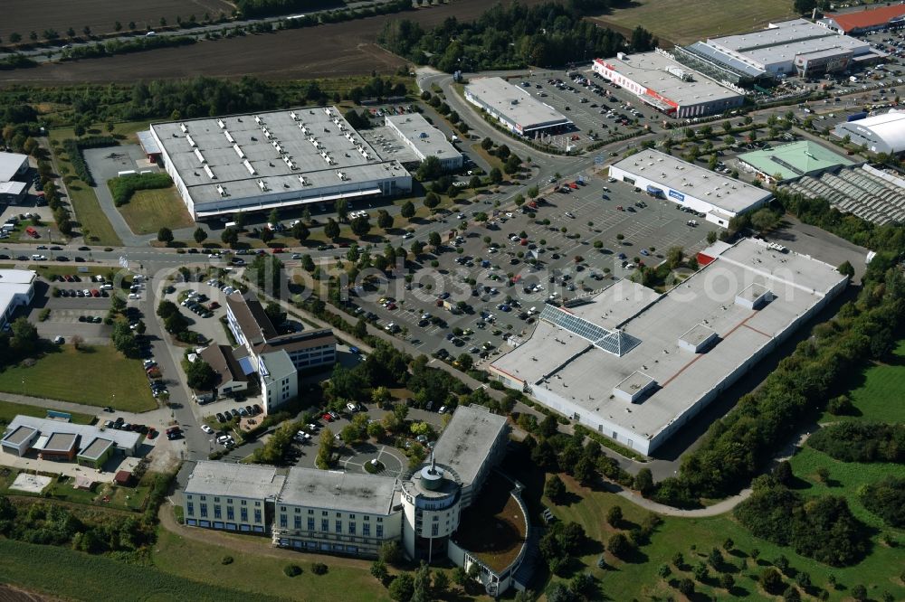 Aerial image Meerane - Store of the Supermarket Kaufland with parking places along the Guteborner Allee in Meerane in the state Saxony