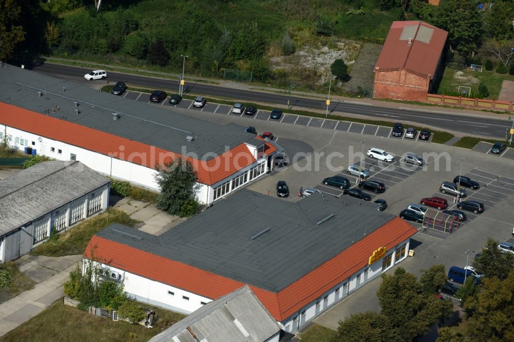 Werneuchen from above - Store of the Supermarket Netto in Werneuchen in the state Brandenburg