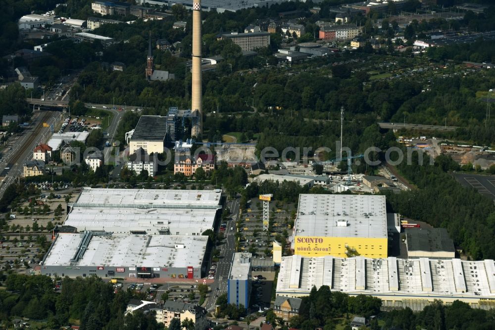 Aerial photograph Chemnitz - Store of the Supermarket REWE Center in Chemnitz in the state Saxony