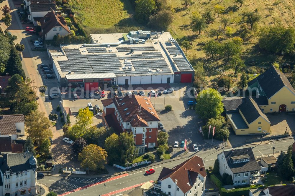 Aerial image Unna - Store of the Supermarket Rewe Engel Unna Massen on Massener Hellweg in Unna in the state North Rhine-Westphalia, Germany