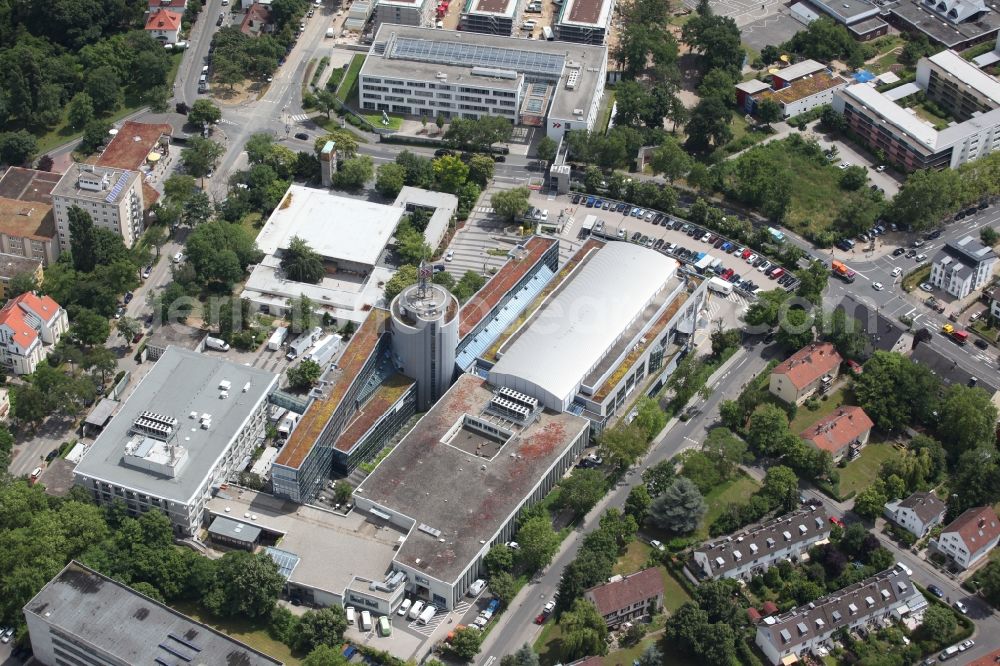 Mainz from above - SWR radio station Mainz, one of three main locations of the SWR in Mainz in Rhineland-Palatinate