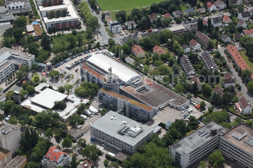 Mainz from above - SWR radio station Mainz, one of three main locations of the SWR in Mainz in Rhineland-Palatinate