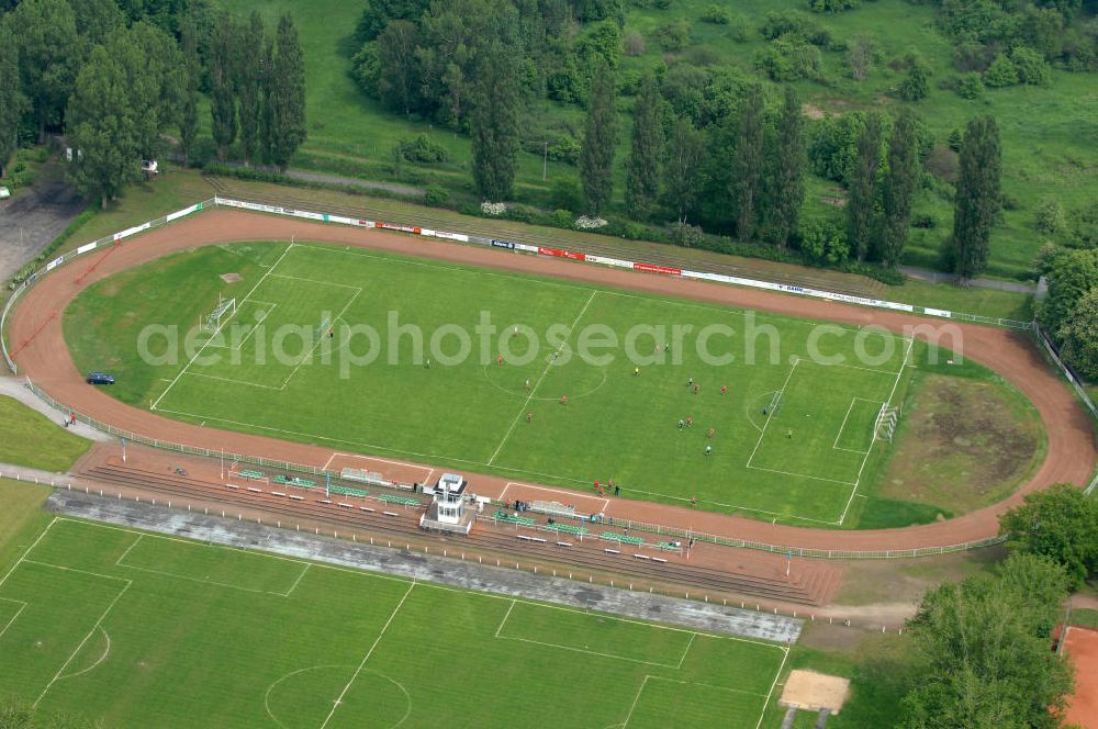 Guben from above - Stadium SZK sports centre of the first football club Guben