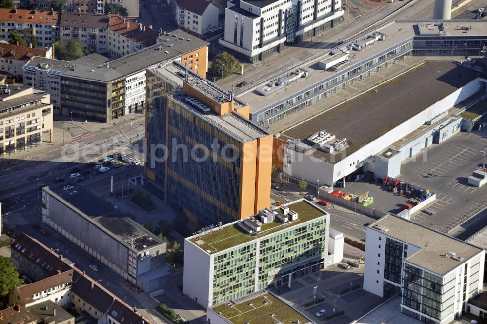 Hannover from above - Blick auf die T-Mobile Firmenzentrale und das Einkauszentrum Kaufland in Hannover. Viwe to the T-Mobile compnay headquarters and the Shopping Center Kaufland in Hannover.