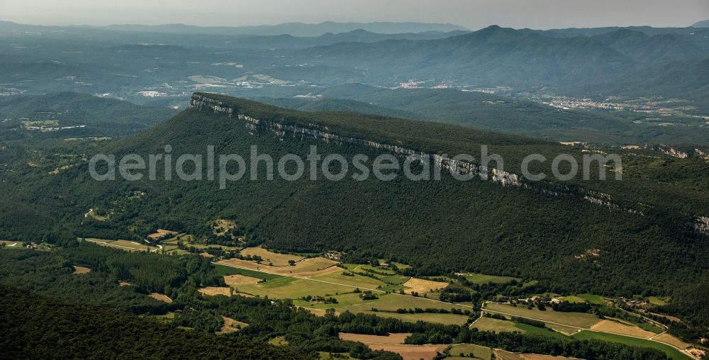 Aerial image Sant Marti de Llemena - View of the mesa El Pla de Sant Joan in Sant Marti de Llemena in the Province of Girona in Spain