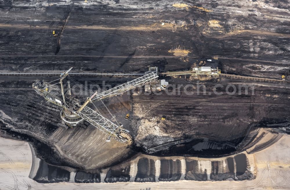 Jüchen from above - View of the opencast pit Garzweiler near Juechen in the state of North Rhine-Westphalia