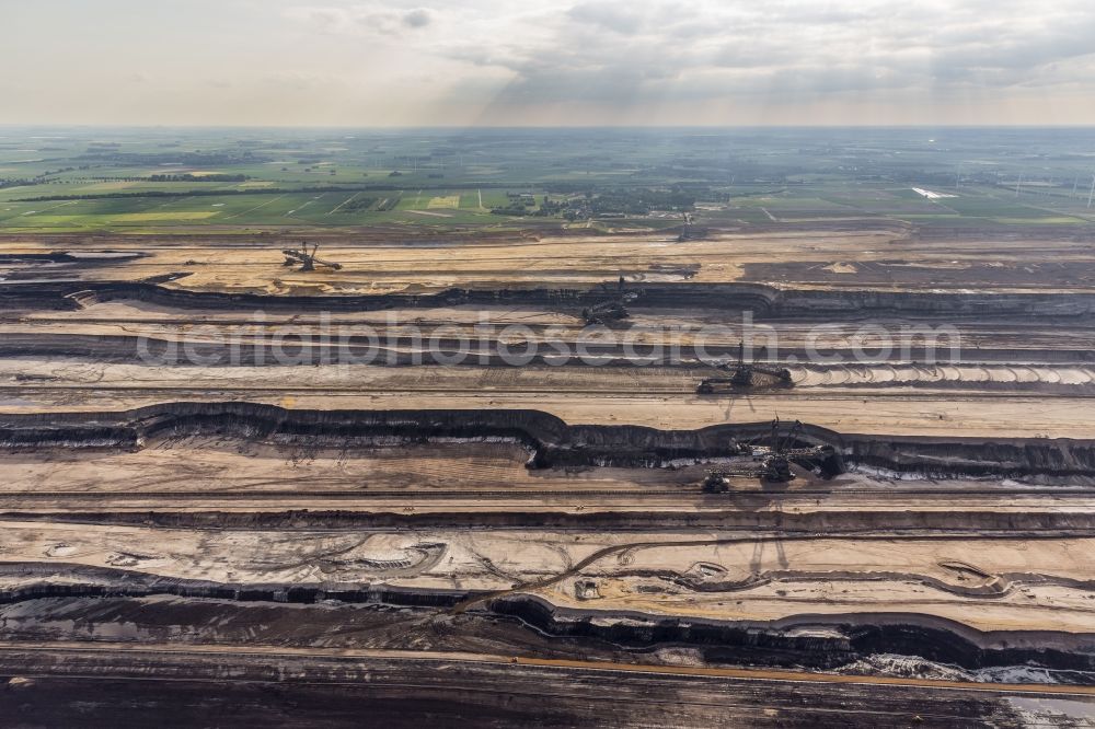 Aerial photograph Jüchen - View of the opencast pit Garzweiler near Juechen in the state of North Rhine-Westphalia