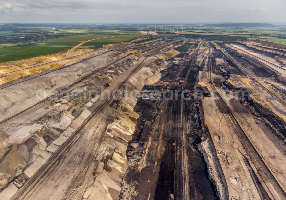 Jüchen from above - View of the opencast pit Garzweiler near Juechen in the state of North Rhine-Westphalia