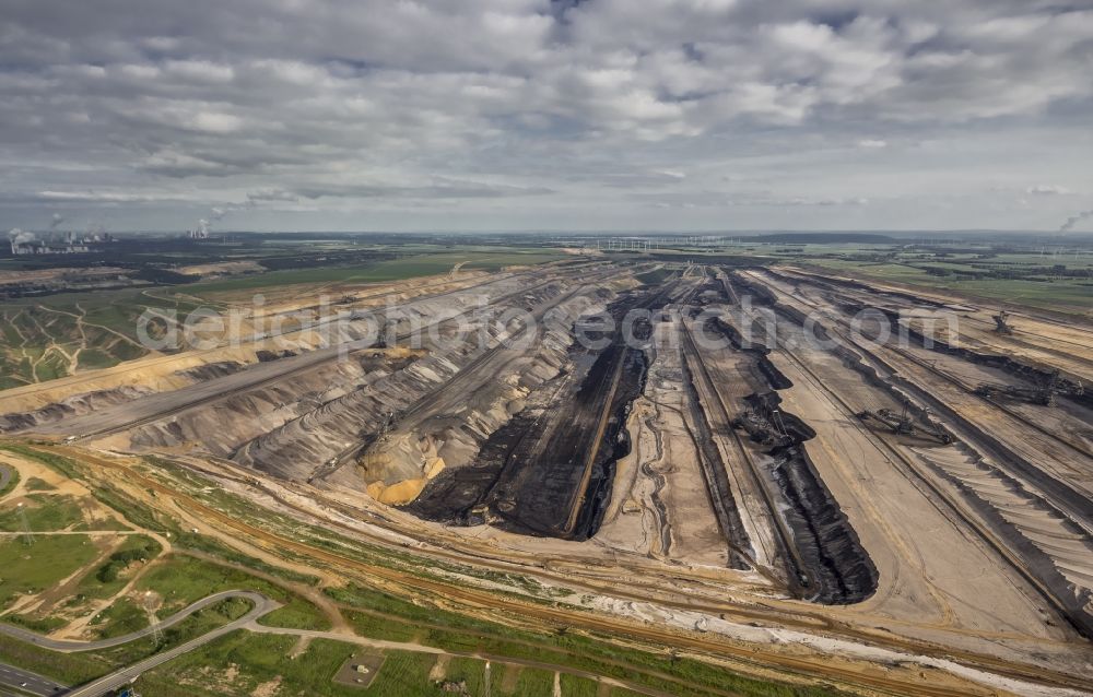 Jüchen from above - View of the opencast pit Garzweiler near Juechen in the state of North Rhine-Westphalia