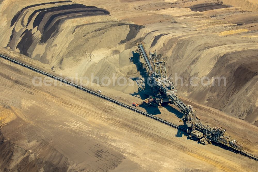 Jüchen from above - View of the opencast pit Garzweiler in the state of North Rhine-Westphalia