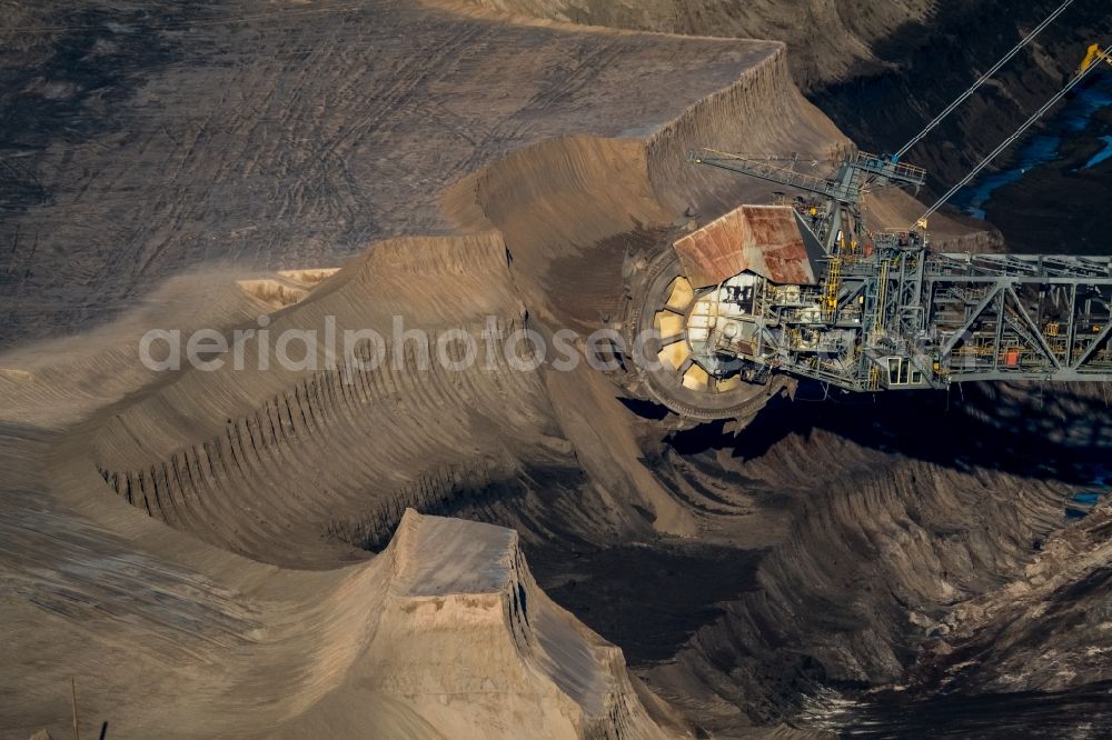 Aerial photograph Jüchen - View of the opencast pit Garzweiler in the state of North Rhine-Westphalia