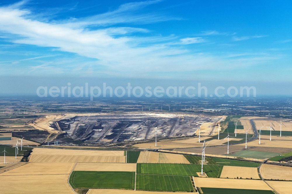 Garzweiler from the bird's eye view: View of the opencast pit Garzweiler in the state of North Rhine-Westphalia