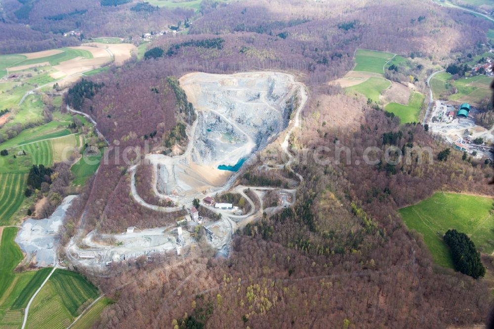 Mühltal from above - Opencast mining for Kalisalt in Muehltal in the state Hesse, Germany