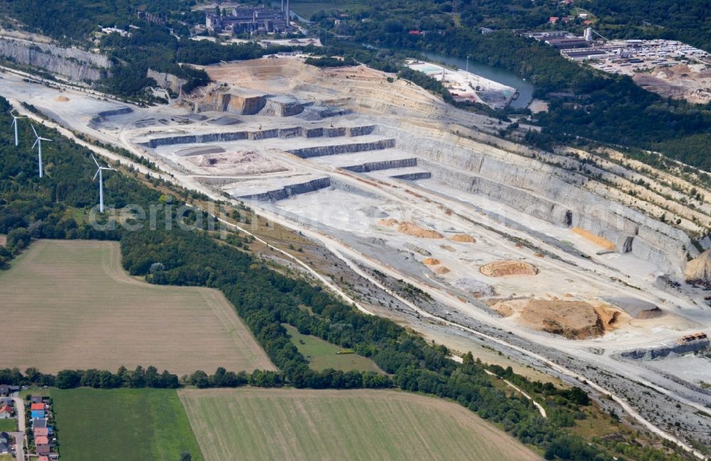 Aerial photograph Rüdersdorf - CEMEX Open pit and calcium-breaking Ruedersdorf in Brandenburg