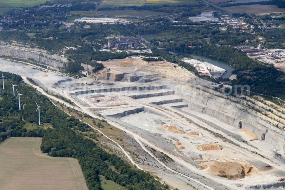 Rüdersdorf from above - CEMEX Open pit and calcium-breaking Ruedersdorf in Brandenburg