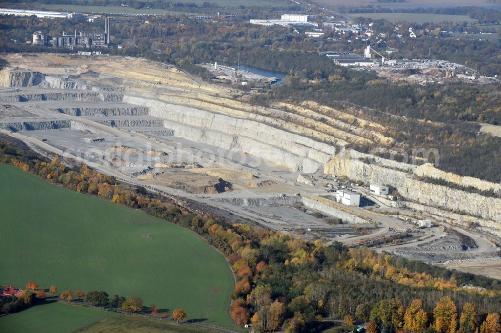 Aerial image Rüdersdorf - CEMEX Open pit and calcium-breaking Ruedersdorf in Brandenburg