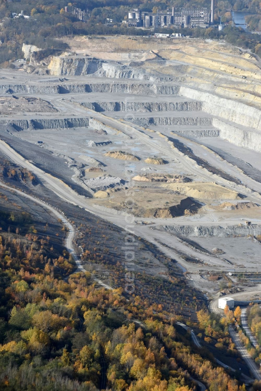 Rüdersdorf from above - CEMEX Open pit and calcium-breaking Ruedersdorf in Brandenburg