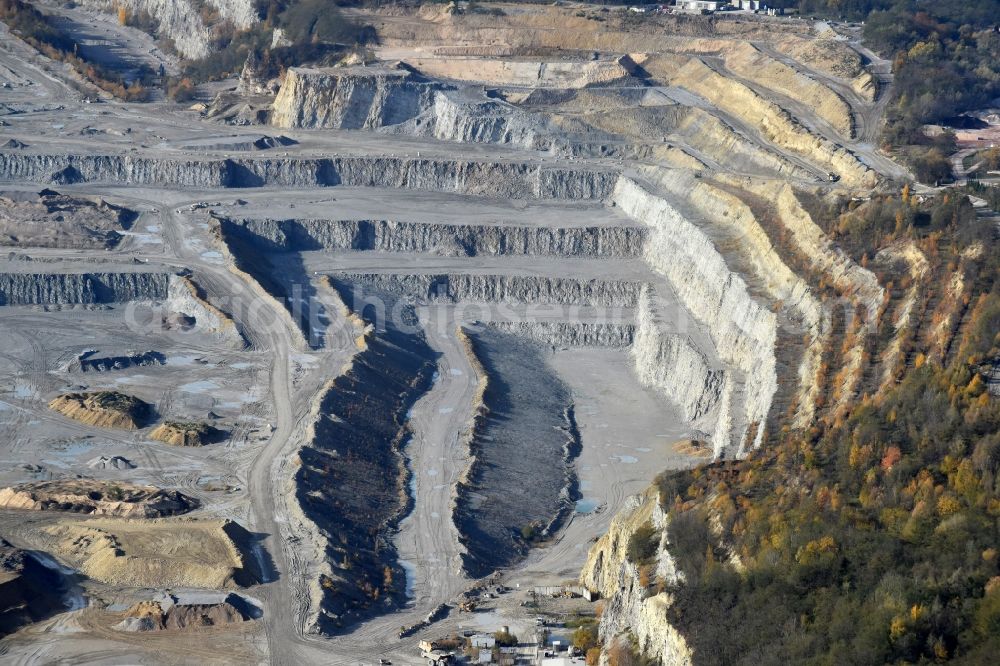 Aerial image Rüdersdorf - CEMEX Open pit and calcium-breaking Ruedersdorf in Brandenburg