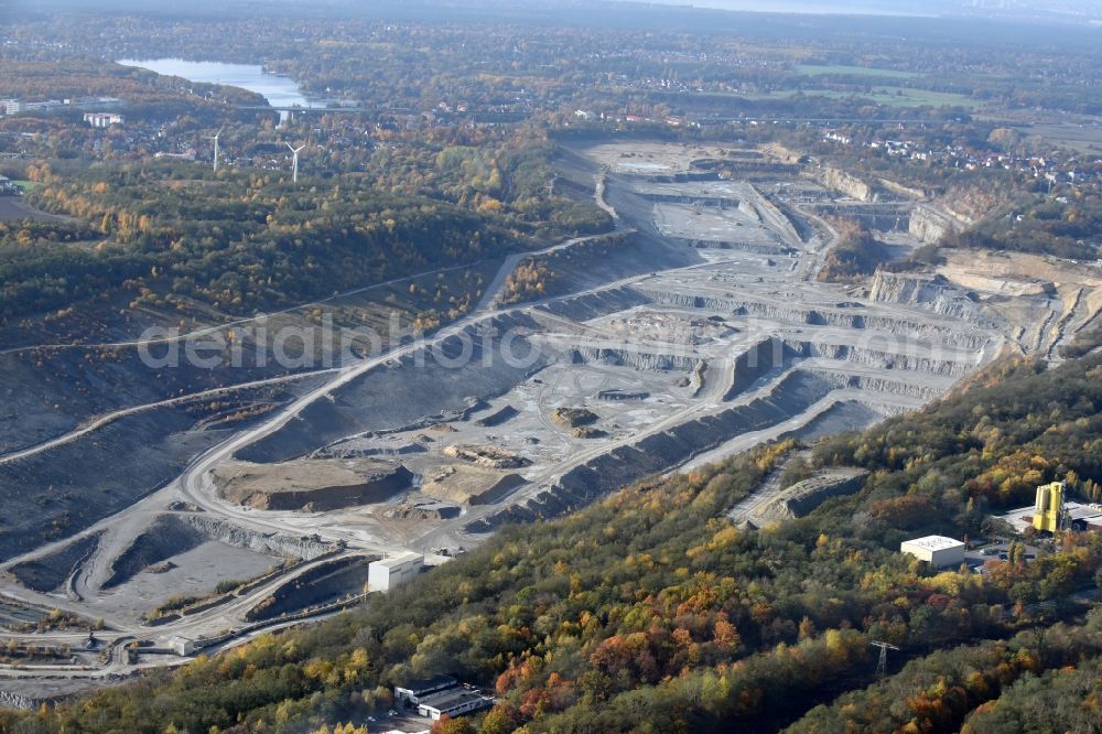 Aerial photograph Rüdersdorf - CEMEX Open pit and calcium-breaking Ruedersdorf in Brandenburg