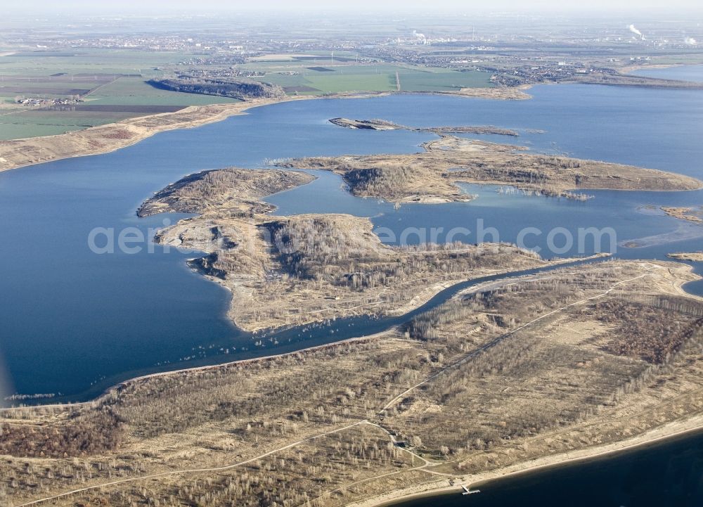 Brausbedra from the bird's eye view: Geiseltalsee Brausbedra mining lake in southern Saxony-Anhalt