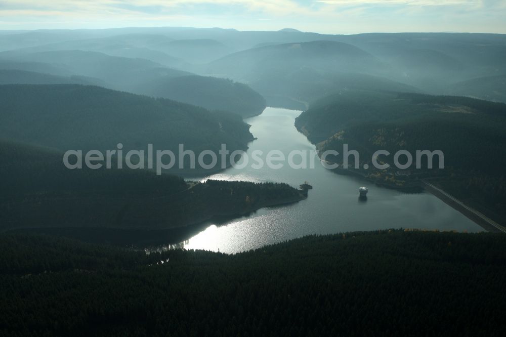 Tambach-Dietharz from above - The barrage Schmalwassertalsperre near by Tambach-Dietharz in Thuringia