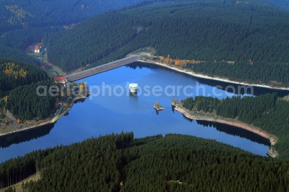 Tambach-Dietharz from the bird's eye view: The barrage Schmalwassertalsperre near by Tambach-Dietharz in Thuringia