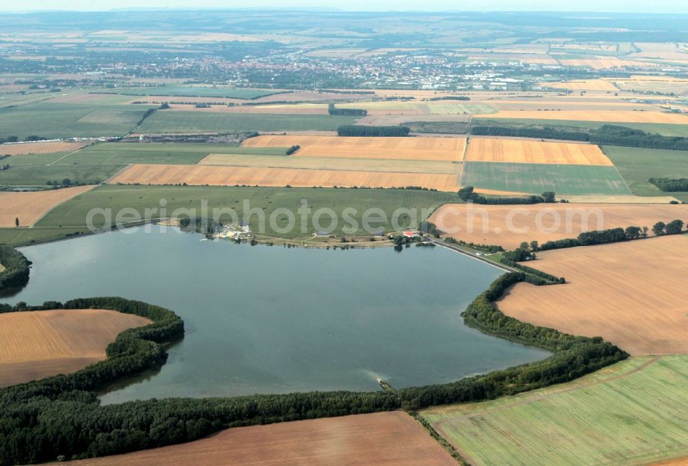 Aerial image Oppershausen - Dam and reservoir Seebach near Oppershausen in Thuringia