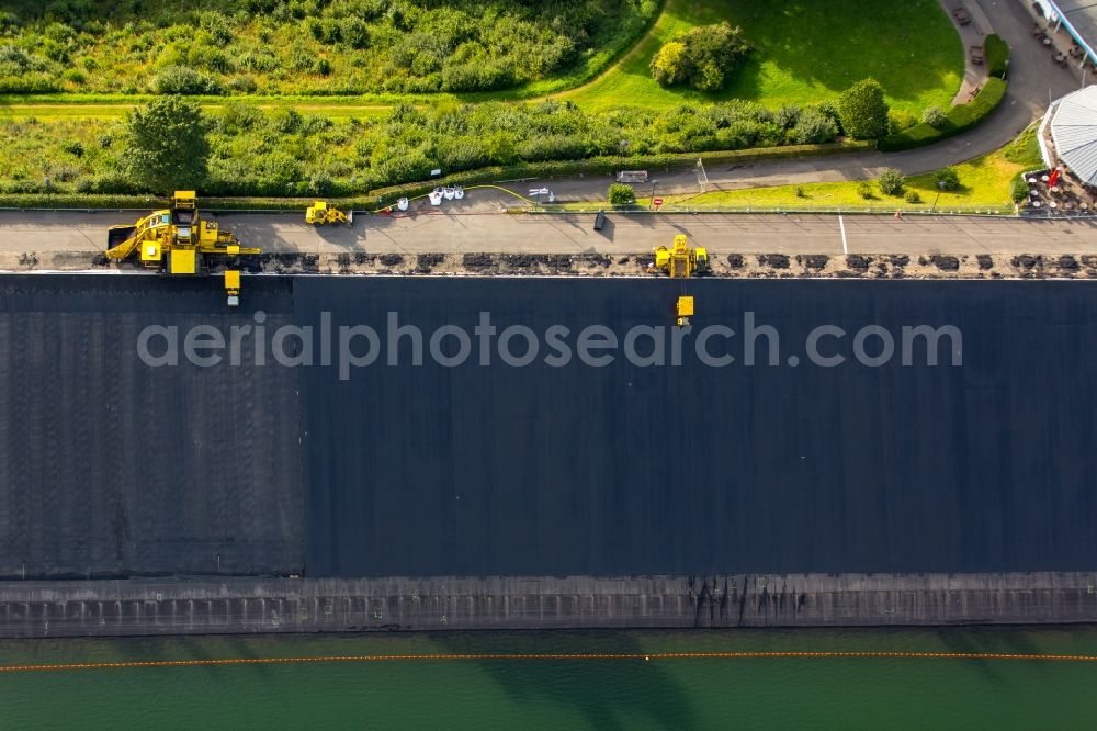 Attendorn from above - Dam and shore areas at the lake Bigge in Attendorn in the state North Rhine-Westphalia