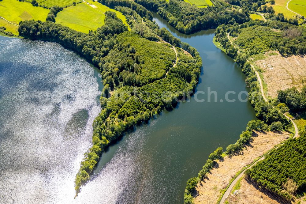 Breckerfeld from above - Dams - dam and shore areas at the reservoir Ennepetalsperre in Breckerfeld in the federal state of North Rhine-Westphalia, Germany