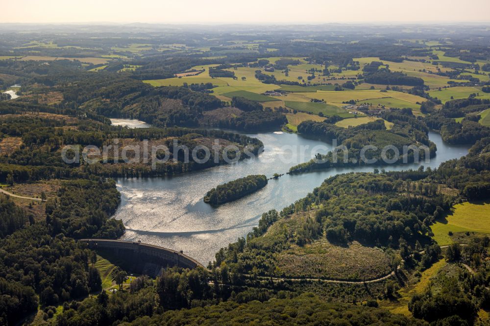 Breckerfeld from above - Dams - dam and shore areas at the reservoir Ennepetalsperre in Breckerfeld in the federal state of North Rhine-Westphalia, Germany