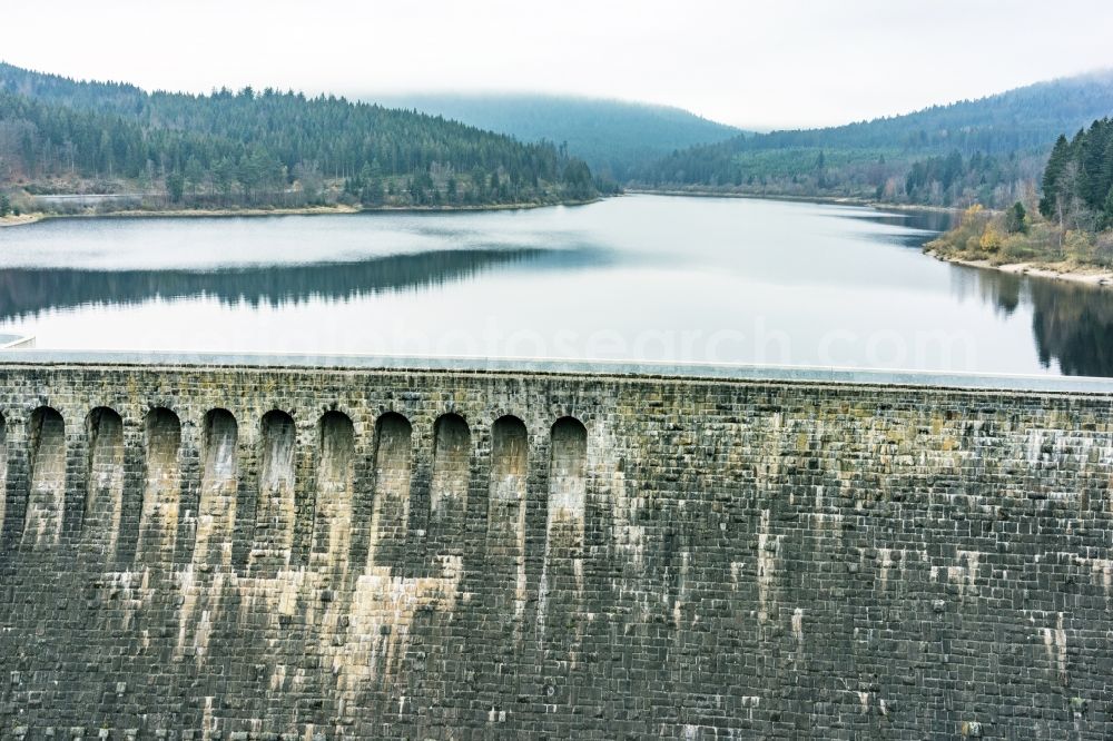 Aerial image Forbach - Dam and shore areas at the lake Schwarzenbachtalsperre in Forbach in the state Baden-Wuerttemberg