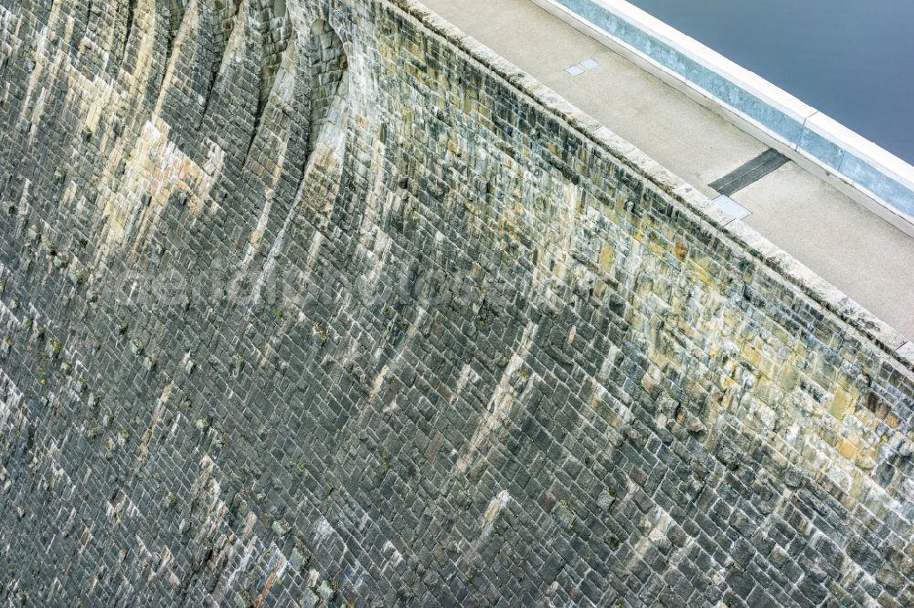 Forbach from above - Dam and shore areas at the lake Schwarzenbachtalsperre in Forbach in the state Baden-Wuerttemberg