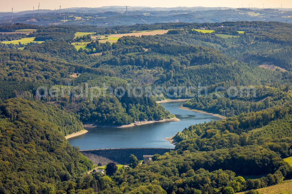 Aerial photograph Hagen - Dam and shore areas at the lake Hasper Bach on street Talsperrenweg in Hagen at Ruhrgebiet in the state North Rhine-Westphalia, Germany