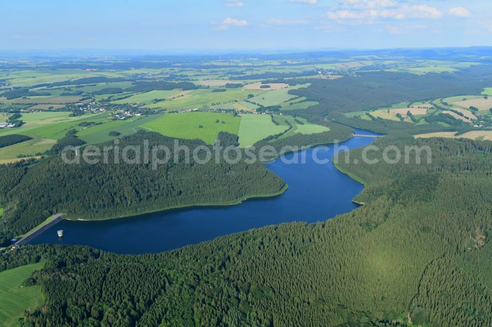 Aerial photograph Lichtenberg/Erzgebirge - Dam and shore areas at the lake Talsperre Lichtenberg in Lichtenberg/Erzgebirge in the state Saxony, Germany