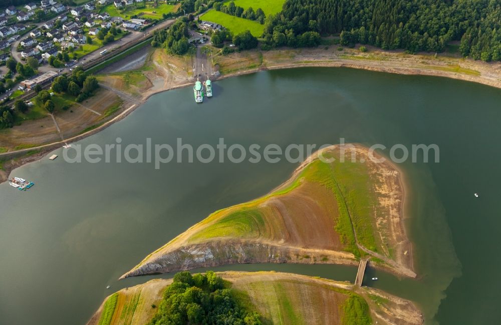 Aerial photograph Olpe - Dam and shore areas at the lake of Biggesee in Olpe in the state North Rhine-Westphalia